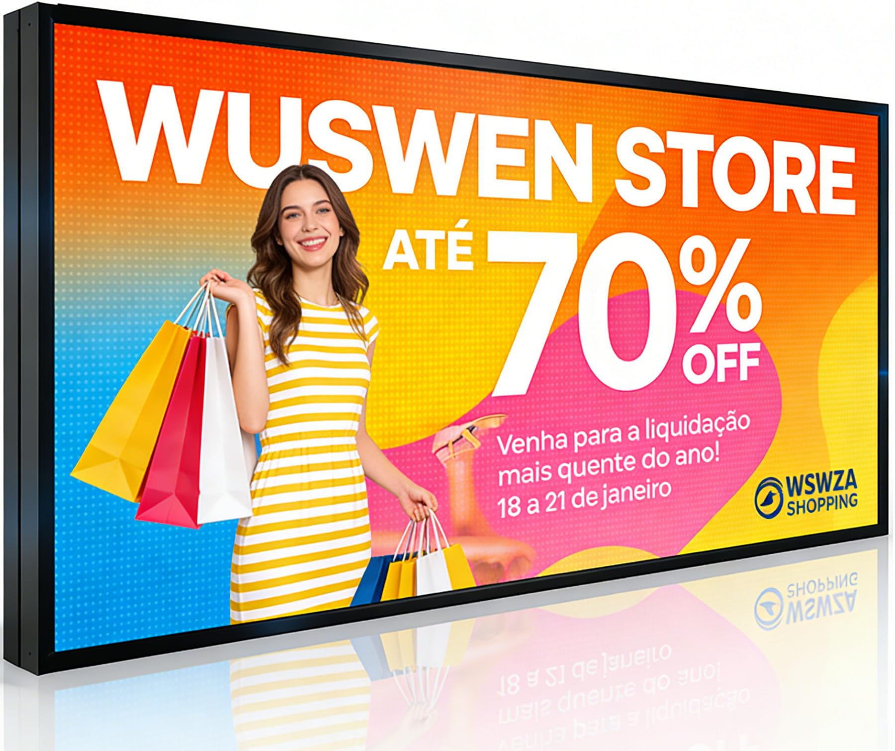 P5 Outdoor IP65 Waterproof 65"x34" Programmable LED Sign Board - Wi-Fi Full Color High-Res Scrolling Display, USB Control, Custom Images &amp; Video for Business