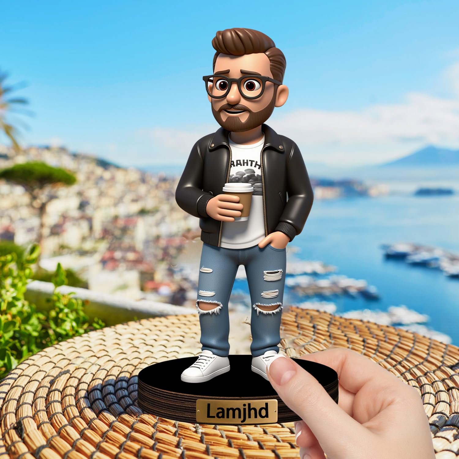 Figura de Foto Personalizada, Caricatura, Retrato de Escritorio, Placa de Nombre, Escultura de Retrato de Dibujos Animados, Adorno de acrílico para Regalo de cumpleaños, Boda, Aniversario