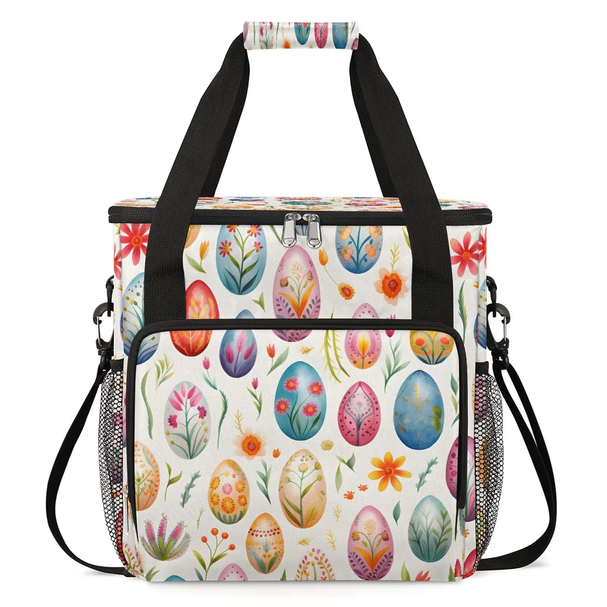 Coffee Maker Carring Bag Pretty Easter Eggs Travel Carrying Storage Tote Bag Compatible with Keurig K-Mini or K-Mini Plus Portable Single Serve Coffee Brewer Case with Pockets for K-cup Pods