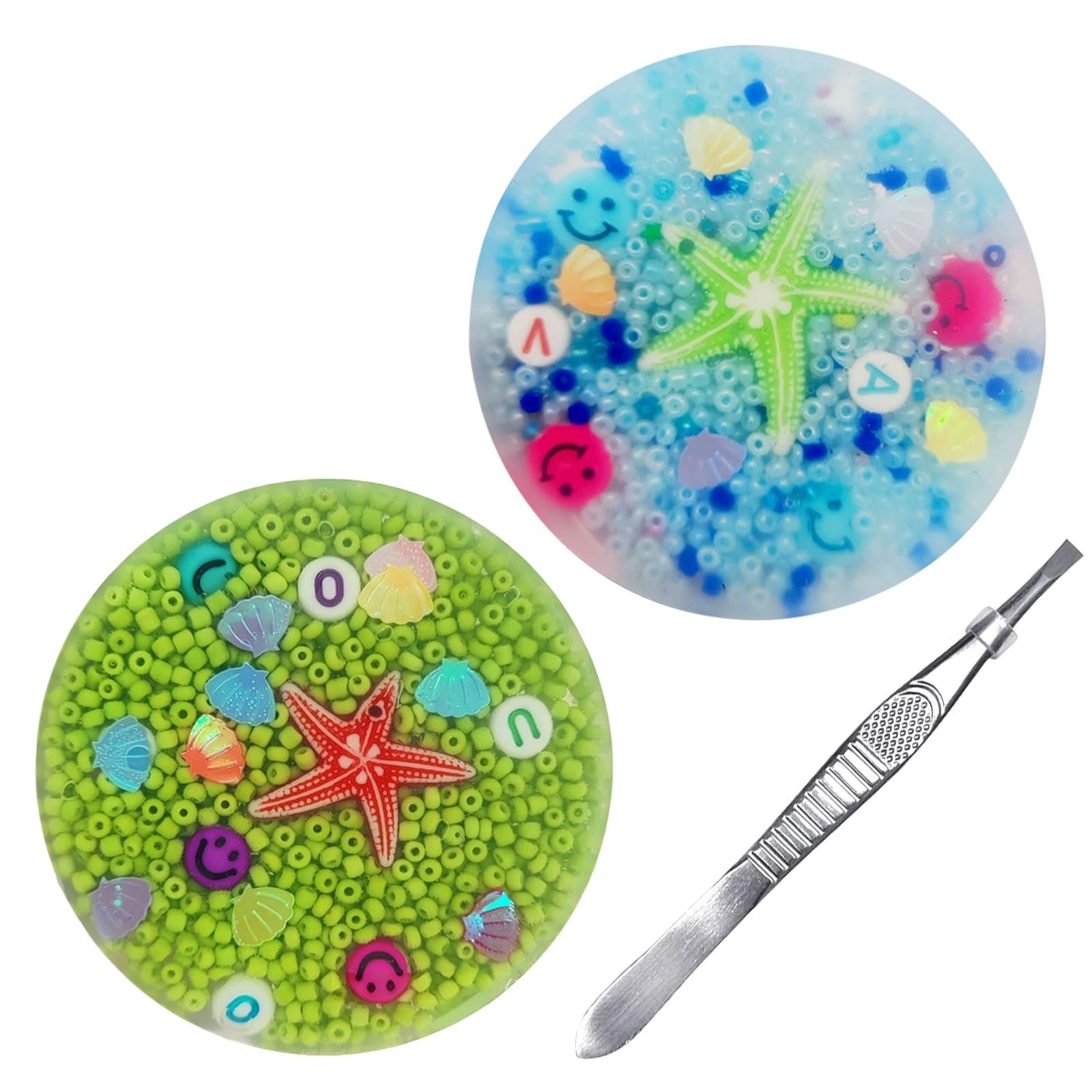 Mtbricey 2Pcs Picky Pad with Straight Curved Tweezers Skin Picking Fidget Silicone Sensory Toys for Stress Relief Anxiety Reduction Portable Travel Fidget Pad for Adults Pink Blue 8 cm (3.15 in) (A)