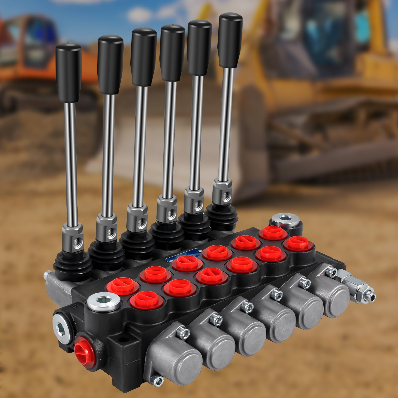 VEVOR Válvula de control direccional hidráulica válvula de carrete hidráulica 6 carretes válvula de cargador hidráulico 11GPM válvula de control direccional 3600PSI para tanques de cargador de tractor