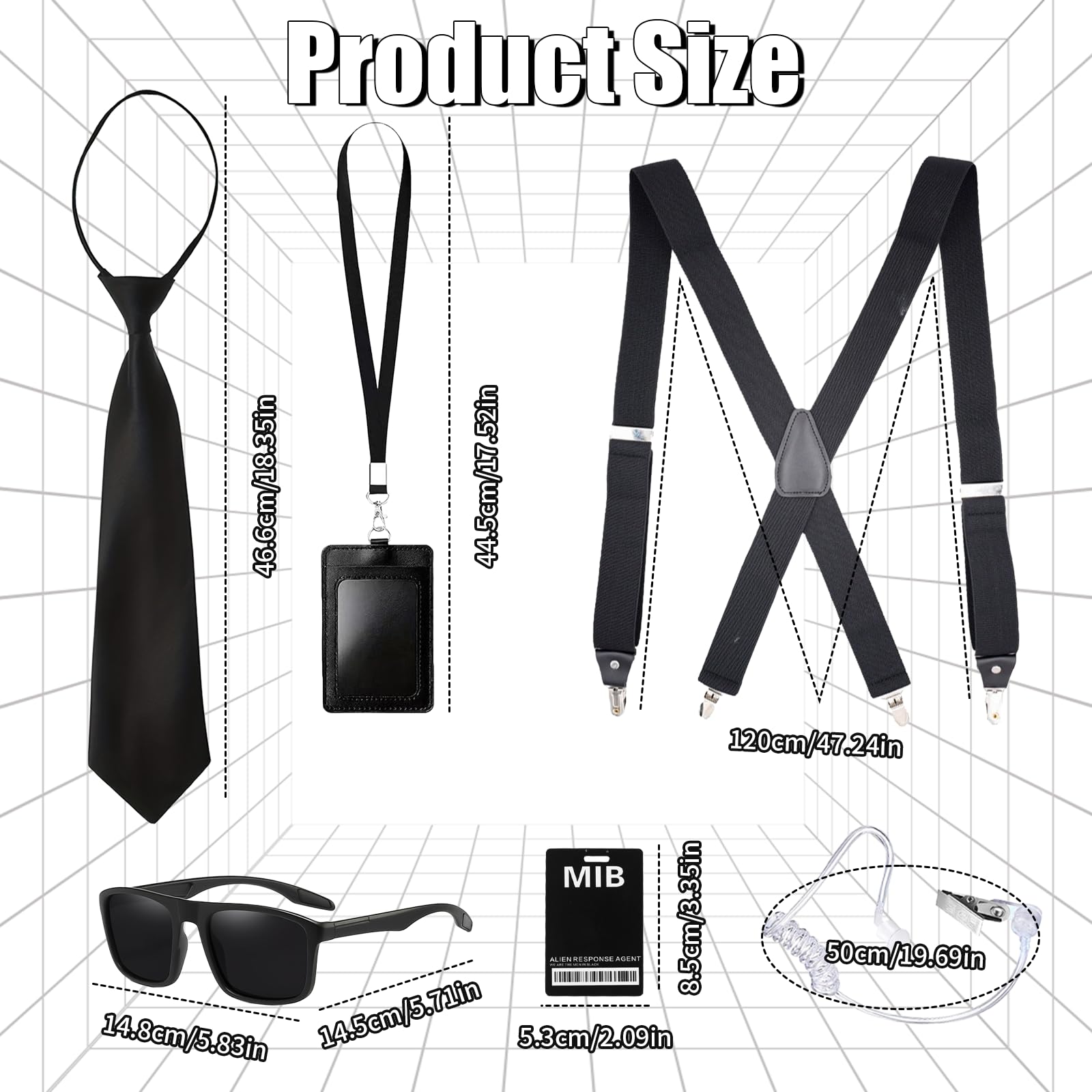 8 Pcs Agent Costume Accessories - Image 2