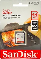 SanDisk Cartão de memória Ultra SDXC UHS-I de 64 GB - 100 MB/s, C10, U1, Full HD, cartão SD - SDSDUNR-064G-GN6IN