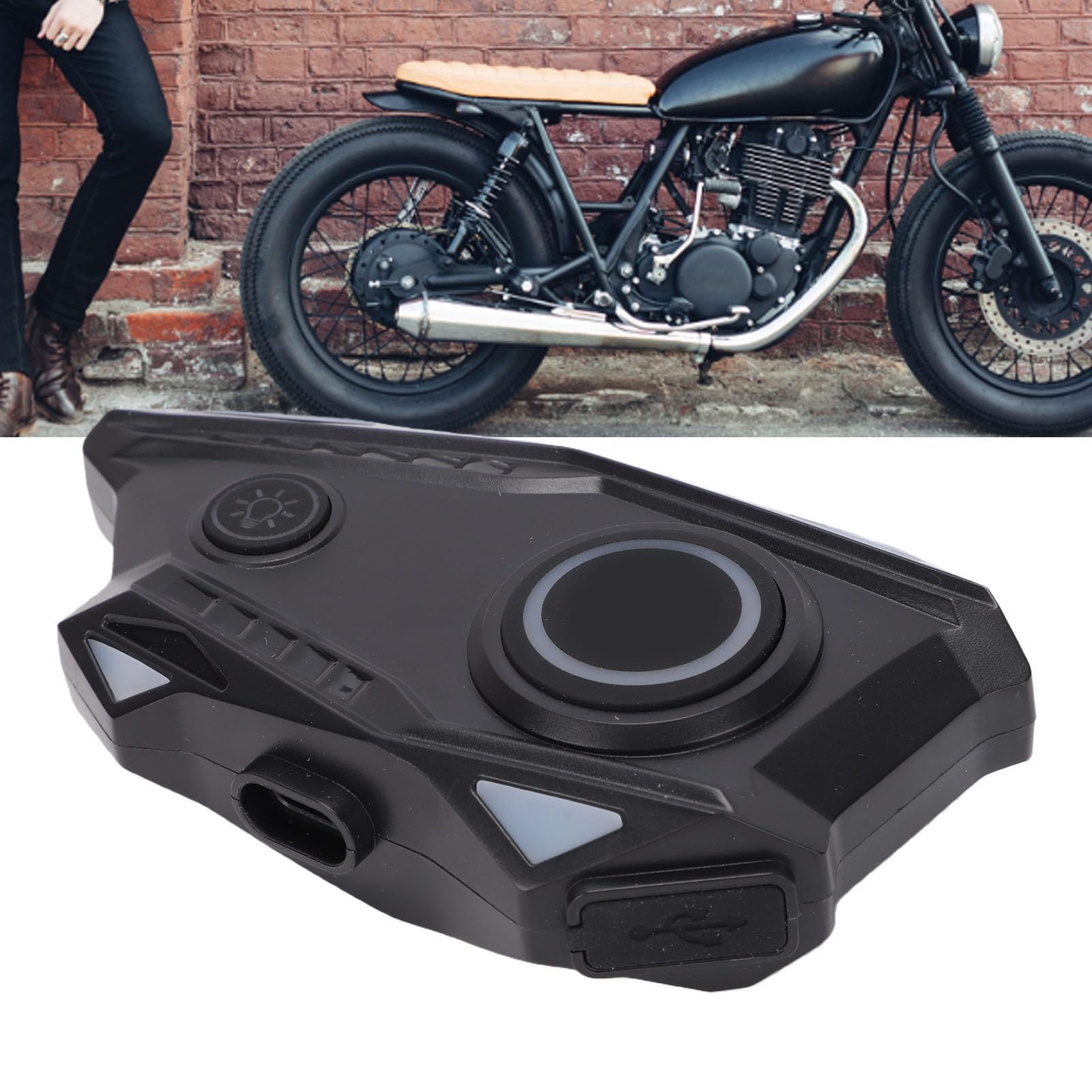 Yctze Auricolare Bluetooth per Casco da Moto con Cancellazione Intelligente del Rumore, Batteria da 1000 MAh Dal Design Ultra Sottile e Impermeabile per Moto da Motoslitta