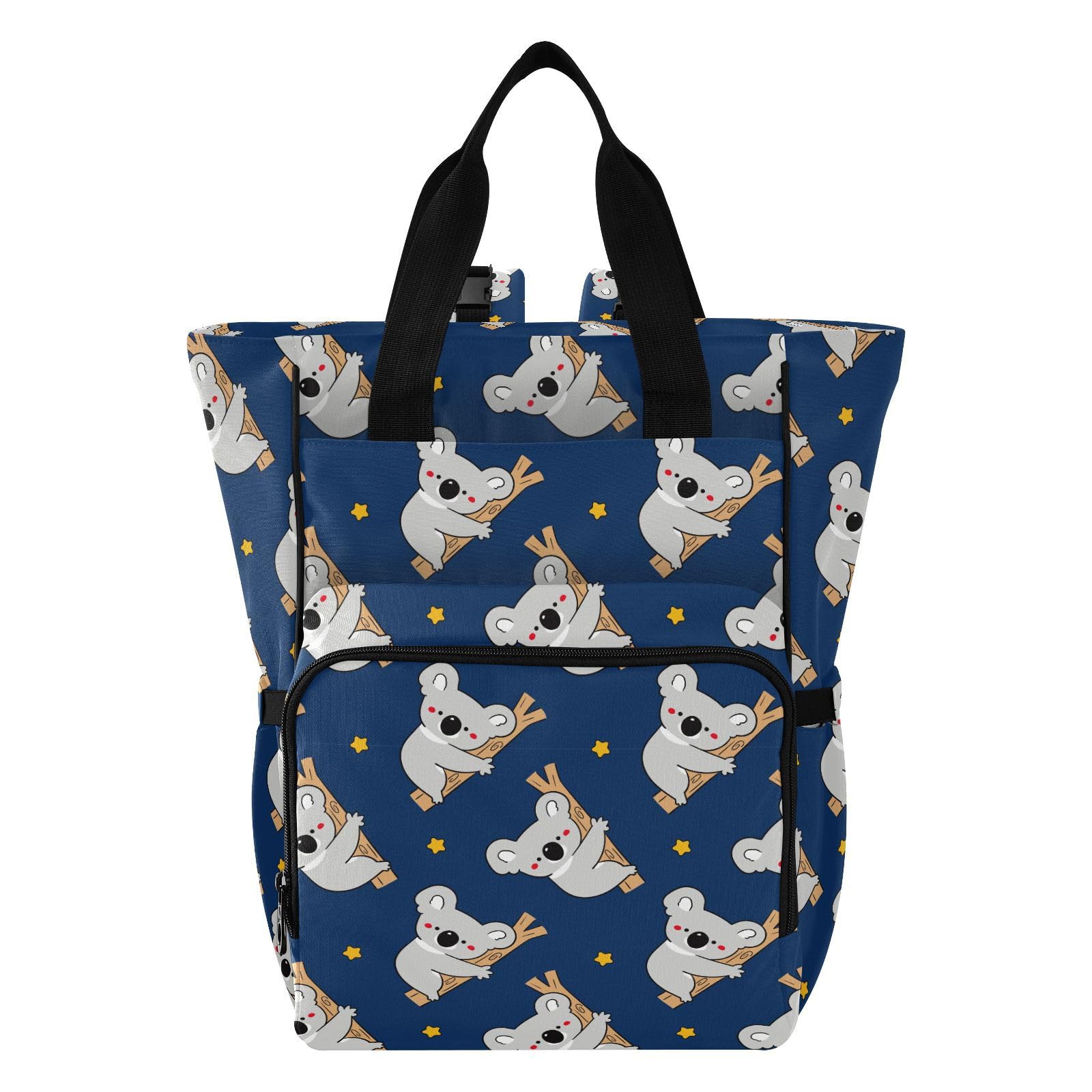 ALAZA Baby Changing Bag Backpack, Nappy Changing Bags Cartoon Koala Bear and Star Multi-Functional Diaper Bag Tote Large Capacity Mum Dad Backpack