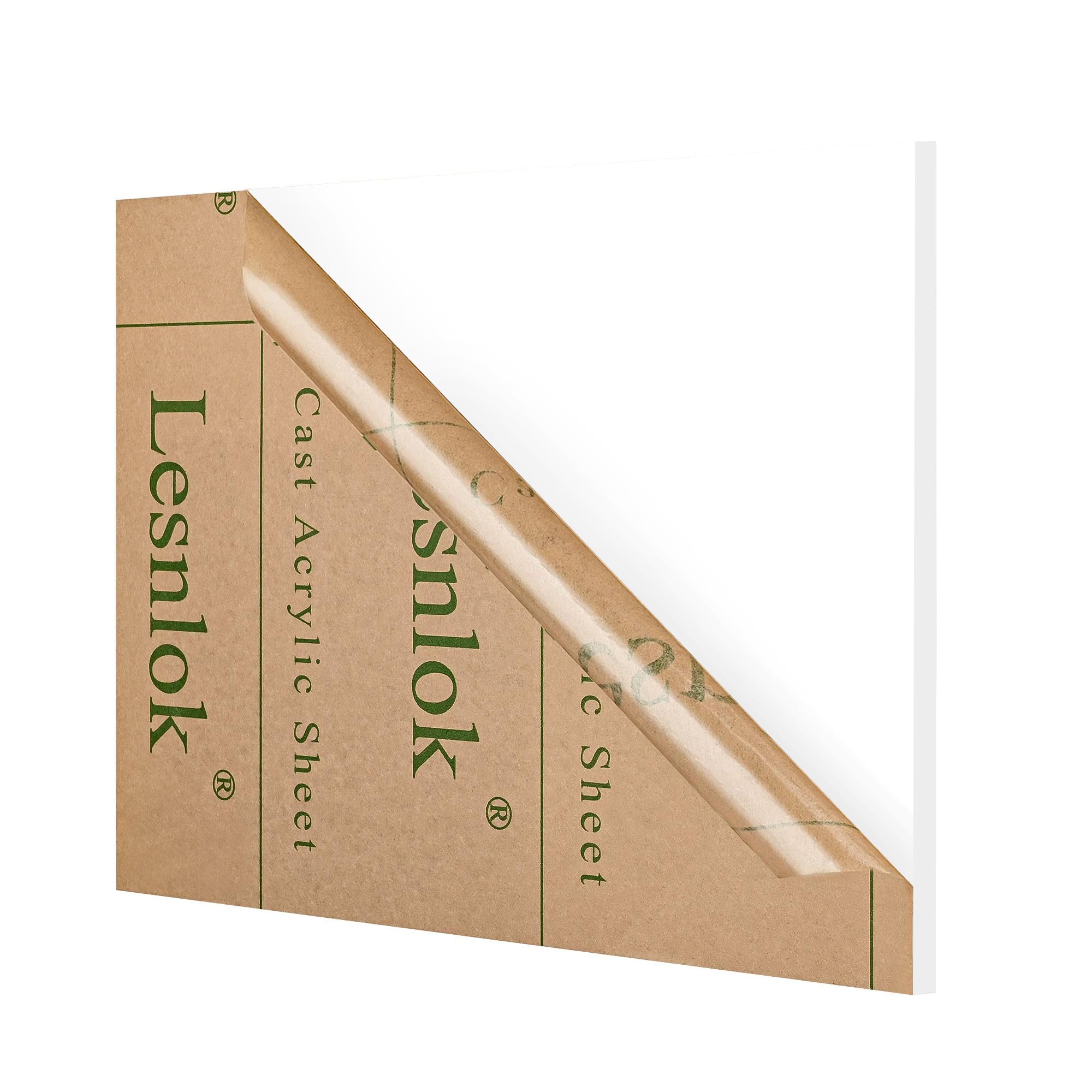 Lesnlok White Acrylic Sheets 1/4 inch Thick 6mm 1 Pieces 12 x 16 Matte Plexiglass Sheet,Suitable for Painting, Handicrafts, DIY Display Projects (1,