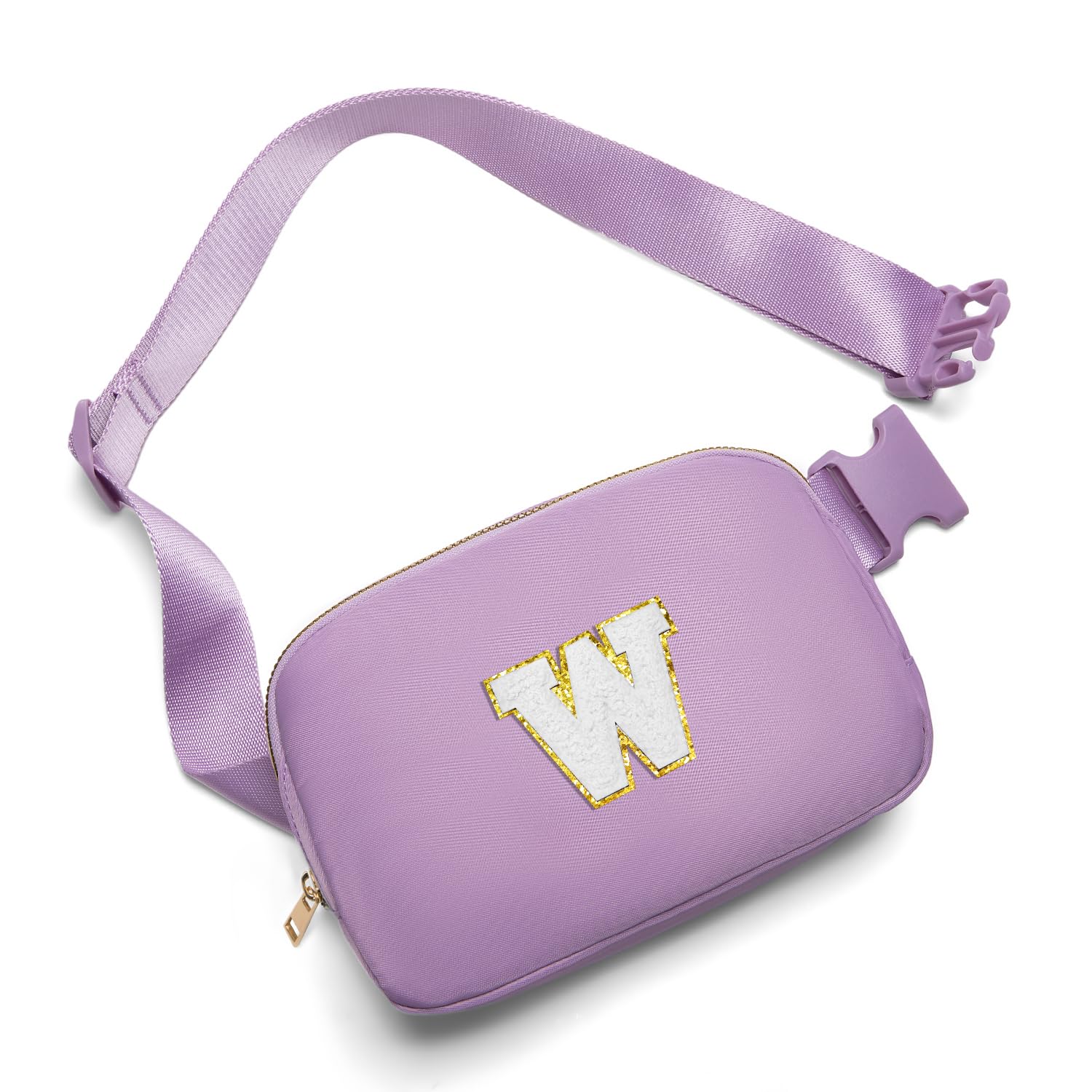 Gitus Birthday Gifts for 8 9 10 11 12 13 Year Old Girls Personalized Fanny Pack Crossbody Bags with Initial Letter Patch Belt Bag for Teen Girls Cute Trendy Stuff Travel Essentials (Lavender-W)