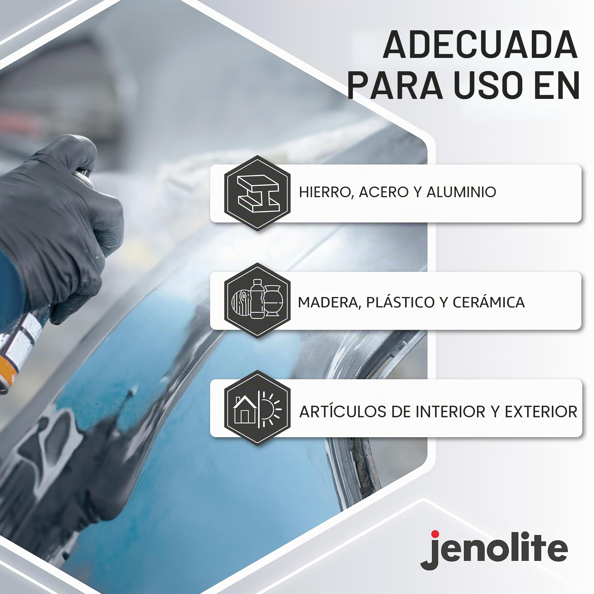 JENOLITE Directorust Pintura en aerosol brillante | BLANCO | 3x400ml | Pintura en aerosol de óxido directo para metal | Múltiples superficies: madera, metal, plástico | RAL1016