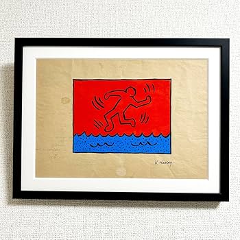 キース・ヘリング 油彩画 手描き 作者サイン 貴重 Amazon.co.jp: 真作キースヘリング直筆絵画 手書き 財団認証 鑑定印