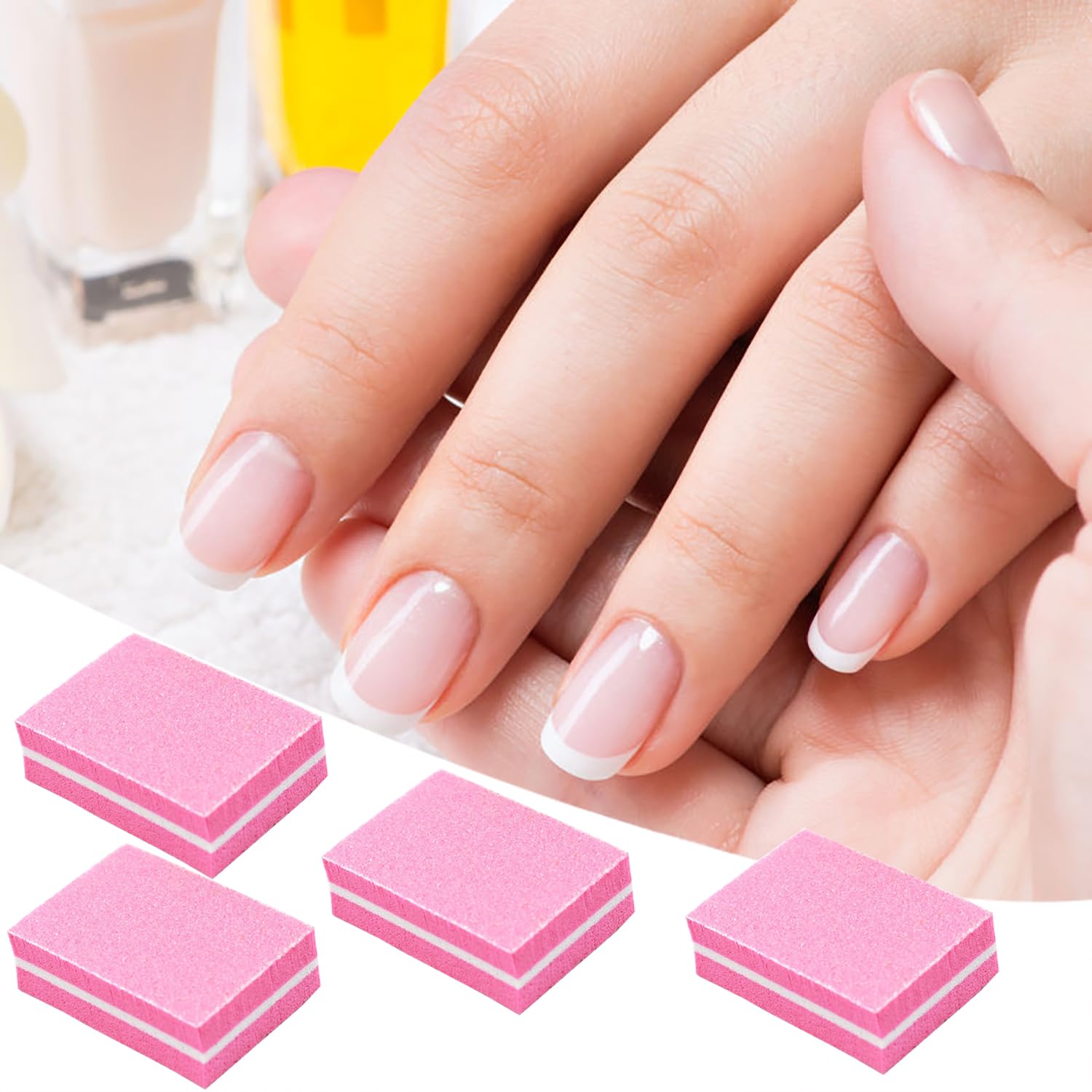 30 Pezzi Buffer per Unghie, Nail Buffer Quadrato Spugna Buffer Unghie Professionale, Adatti per Unghie in Gel e Unghie Acriliche(Rosa)