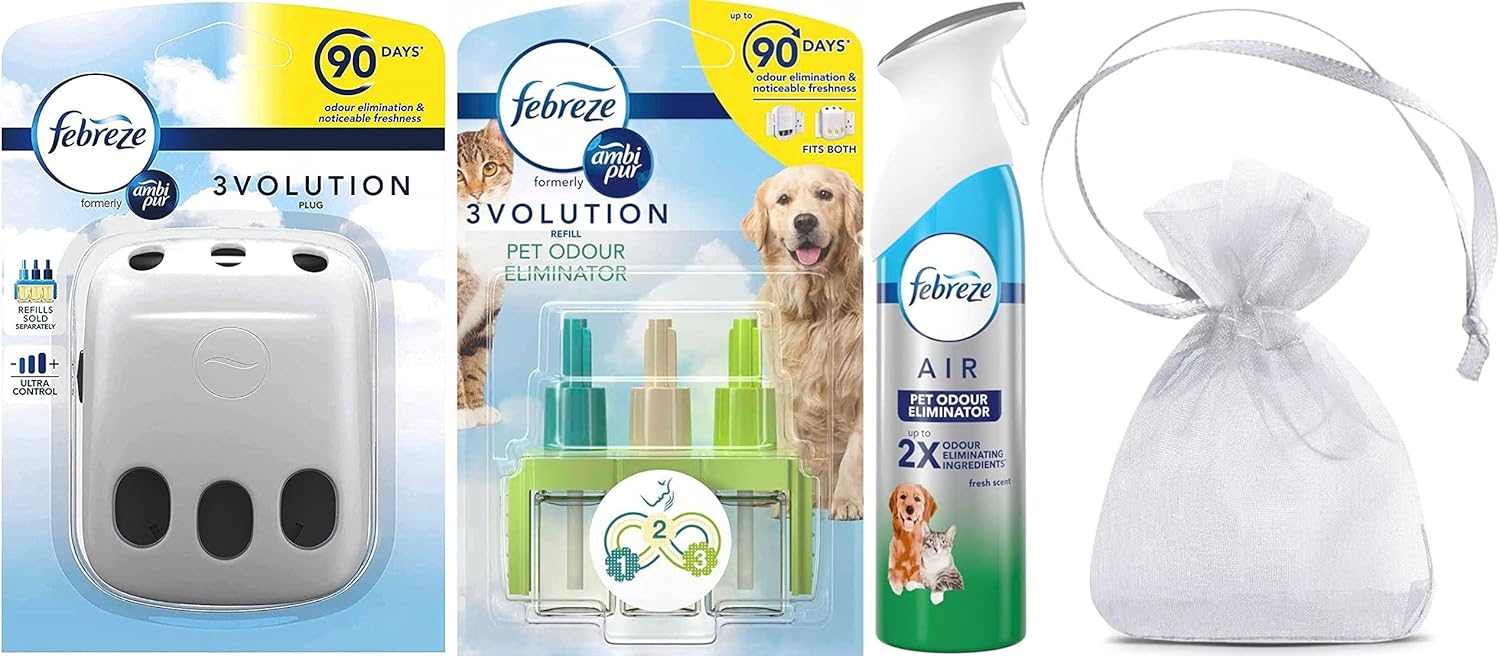 Febreze Pet Odour Eliminator, Fresh Scent Bundle 3Volution Air