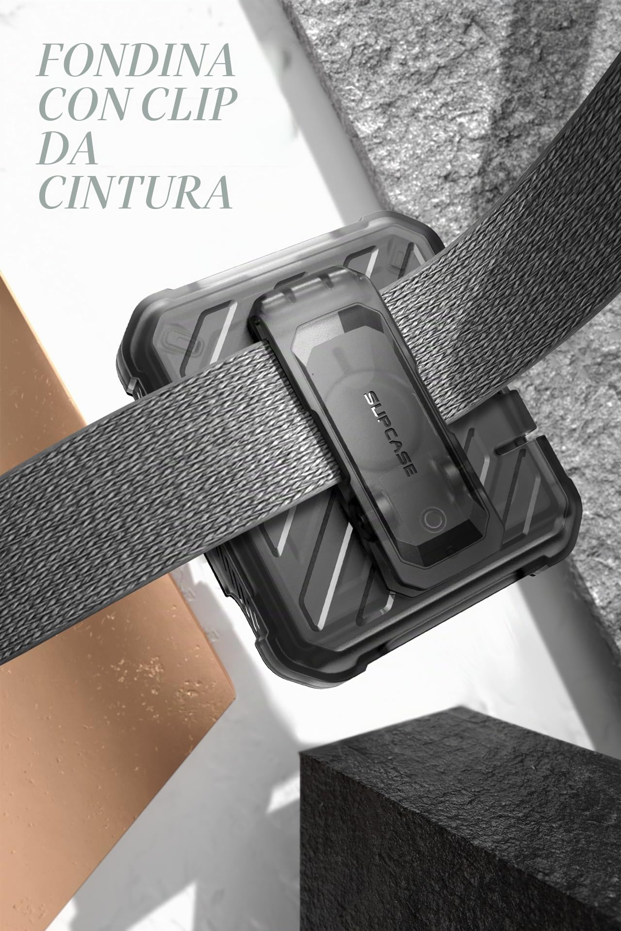 SUPCASE Cover per Samsung Galaxy Z Flip 6 con Supporto e Clip da Cintura, [Protezione Cerniera] [Protezione Schermo Anteriore] Custodia Protettiva Robusta a 360 Gradi (Nero)