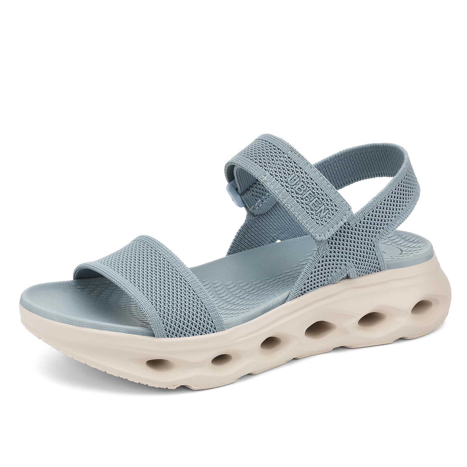 UBFEN Womens Walking Hiking Sandals Comfortable Arch Support Non Slip Adjustable Straps Cushioned Footbed Platform Sport Water Sandals Summer 10.5 A Blue