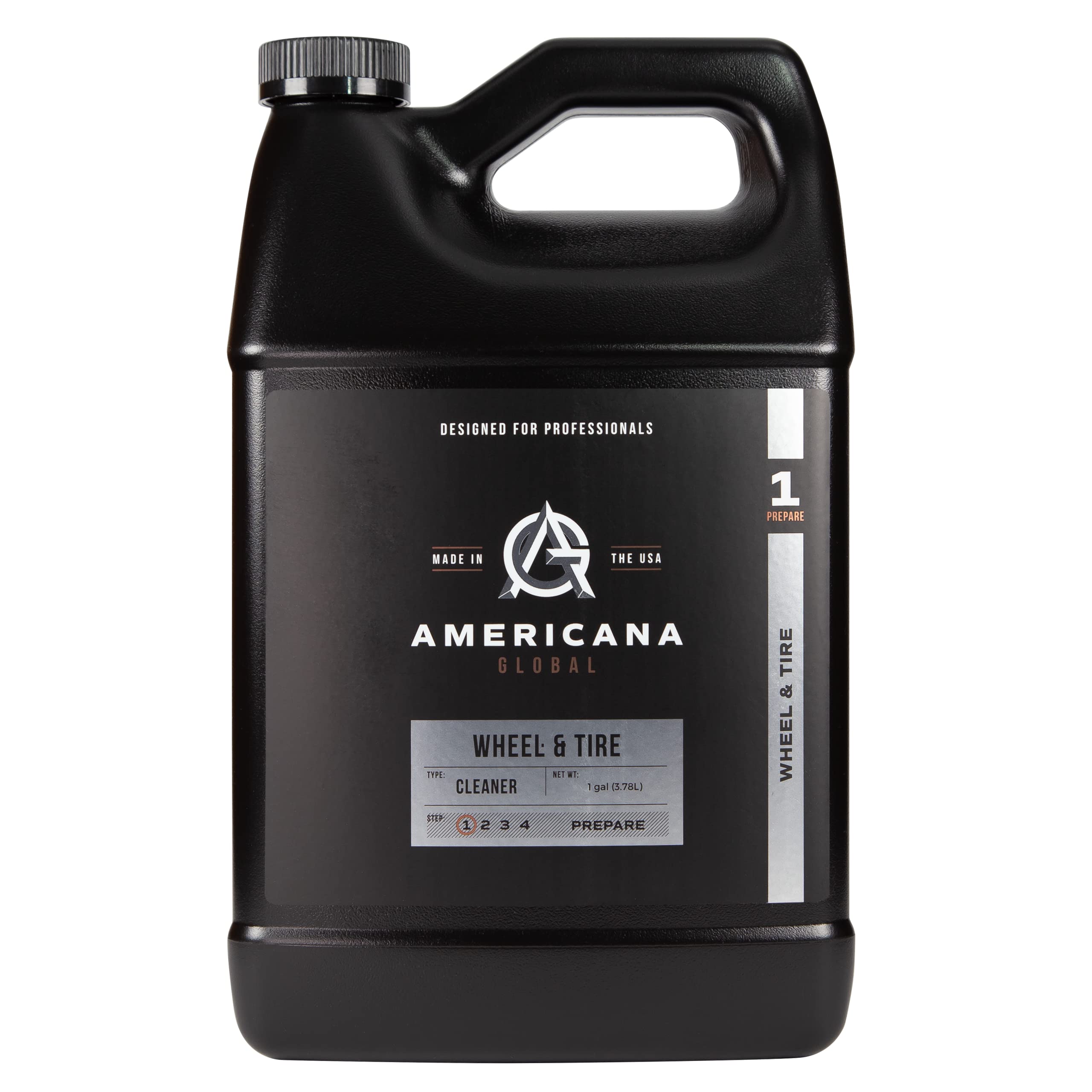 Americana Global Wheel & Tire Cleaner, 1-Gallon - High Foaming 2-in-1 Formula for Brake Dust, Grime, and Dirt
