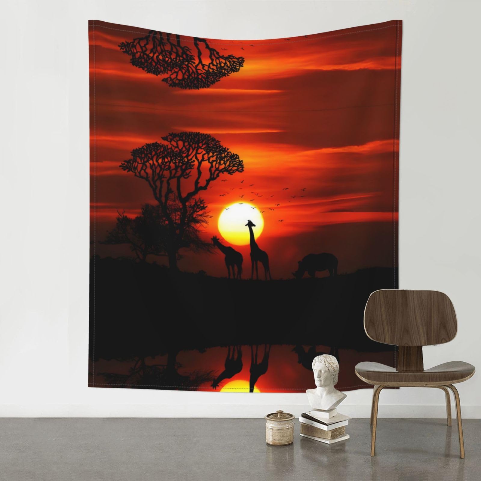 YYHHAOFA Natural sunset giraffe Prints 60x51in Wall Tapestry Boho Chic Dorm Decor & Beach Throw Blanket