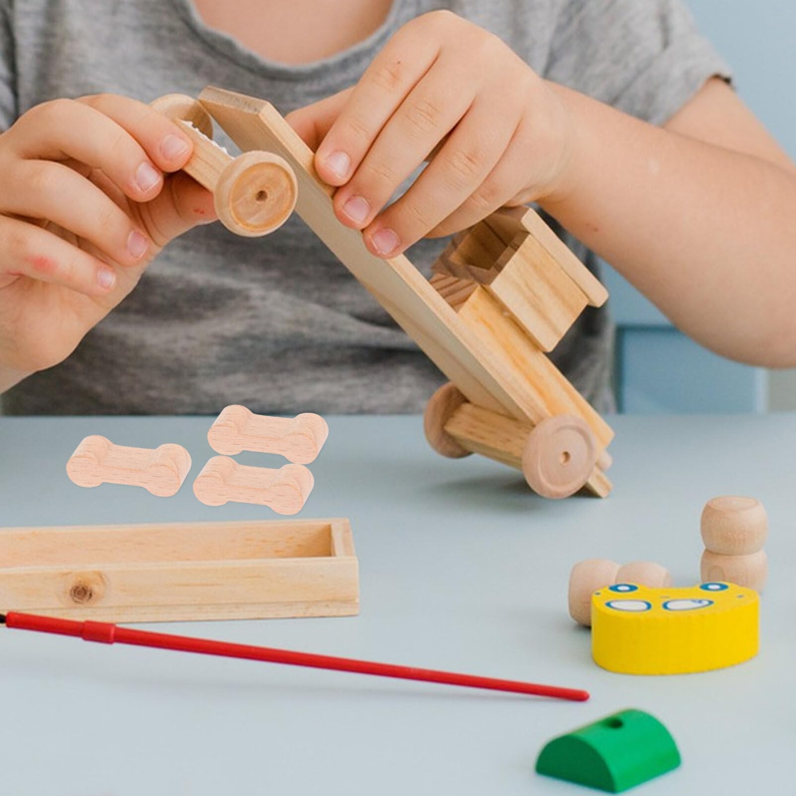 Totority 10Pcs Wooden Dog Bone Track Connector Pack - Accessories Wooden Train Track Adapter Connector Pieces Toy -Train Set for Teens to Make Wood Railway Track