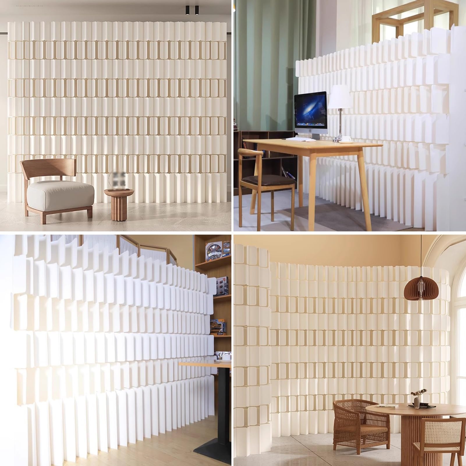 Biombo Separador Divisor De Habitación De Papel Kraft, Pantallas De Privacidad Plegables Para Oficina En Casa, Divisor De Habitación Retráctil De 6-16 Pies, Pared Decorativa Independiente(3x1.6 m/9.84