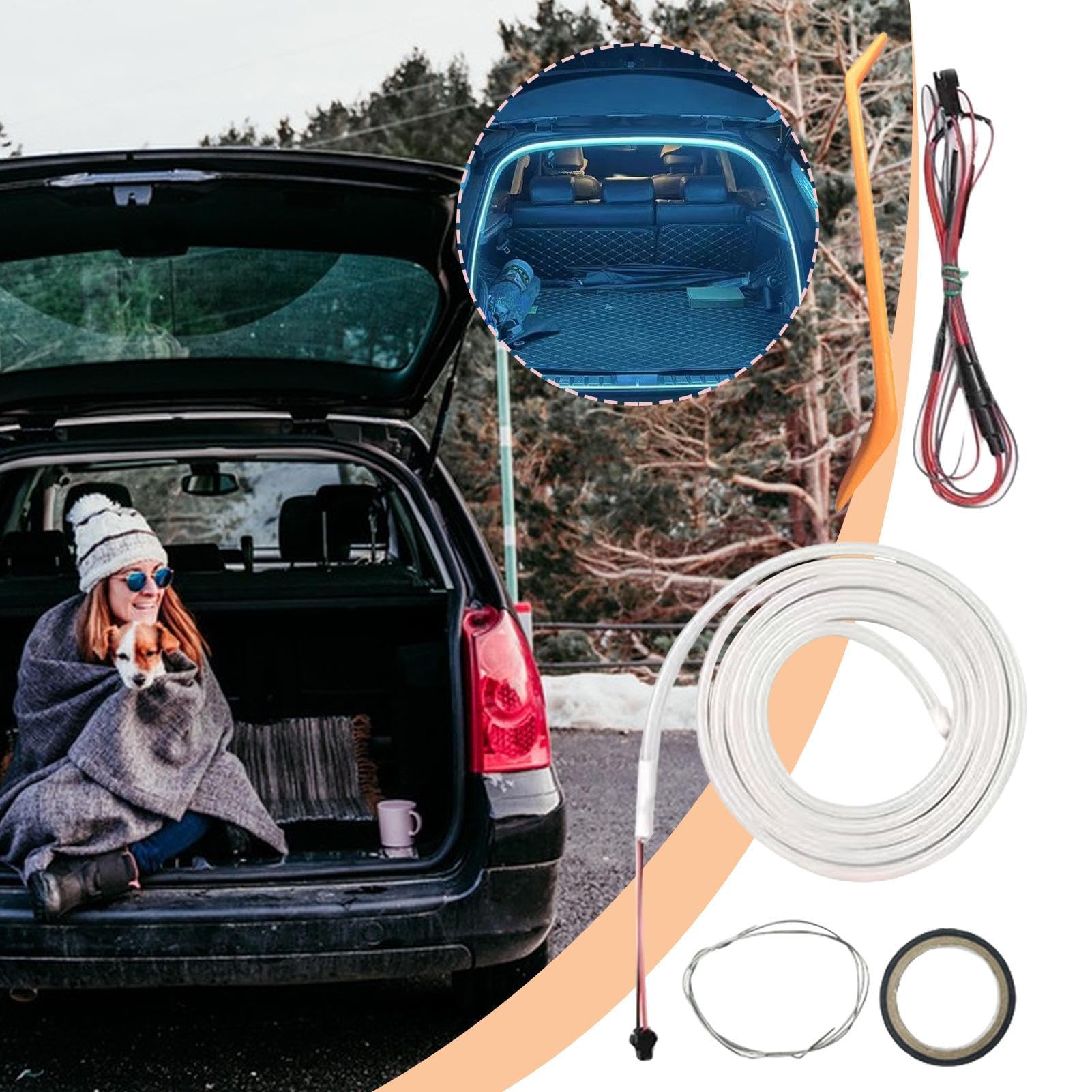 JINGLING Bandeau Lumineux Pour Coffre,Éclairage Intérieur Automatique Avec Détecteur De Mouvement - Ruban LED Flexible Imperméable Et Personnalisable Pour Camion Camping-Car Remorque Véhicule