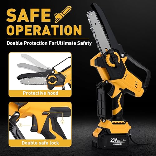 Miniatura 4 de Mini motosierra inalámbrica para batería Dewalt 20V MAX, 8" y 6" 2-EN-1 motosierra eléctrica sin escobillas de 400W con baterías de 3000mAh y sierra
