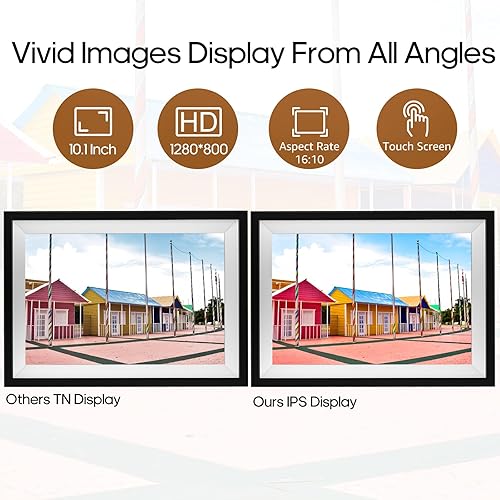 Miniatura 5 de Marco de fotos digital WiFi de 10.1 pulgadas, pantalla táctil IPS, marco electrónico de nube inteligente con 64 GB de almacenamiento grande para una
