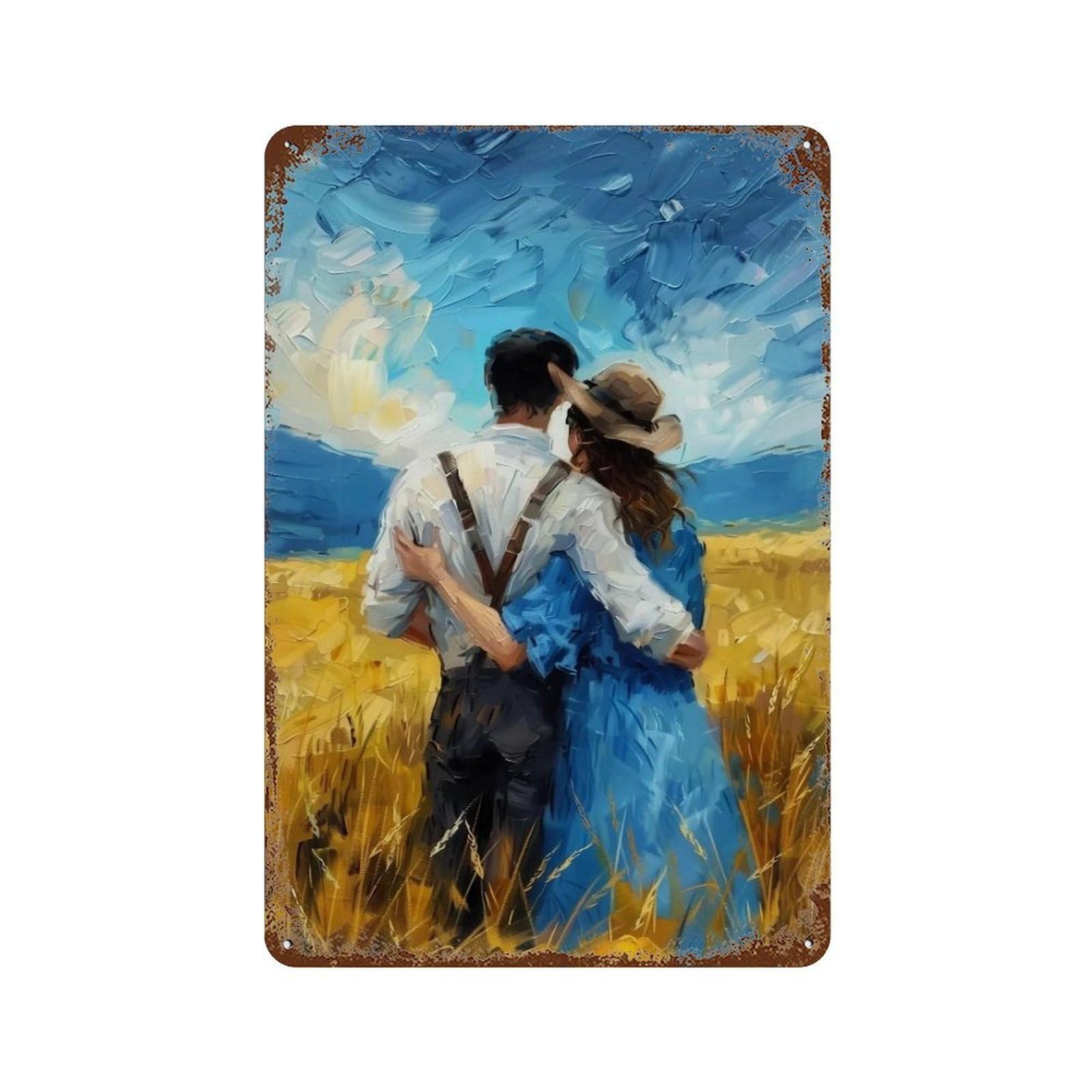 WUJHGRSG Wheatfield Embrace 04 Wall Art Retro Iron Vintage Metal Tin Sign Poster Modern Decor for Home Cofffee Club Bar Shop Style 30x20cm