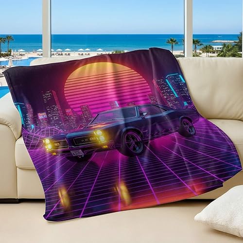 Miniatura 11 de Cyber Synthwave GTO - Manta de franela retro neón, súper suave y acogedora, manta versátil para decoración de dormitorio y sofá (06, 30 x 40