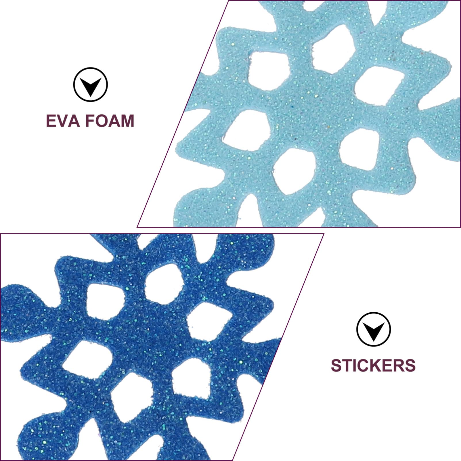EXCEART Glitter Snowflake Foam Stickers Diy Scrapbook Christmas Wall Decor Window Door Adhesive Decorations