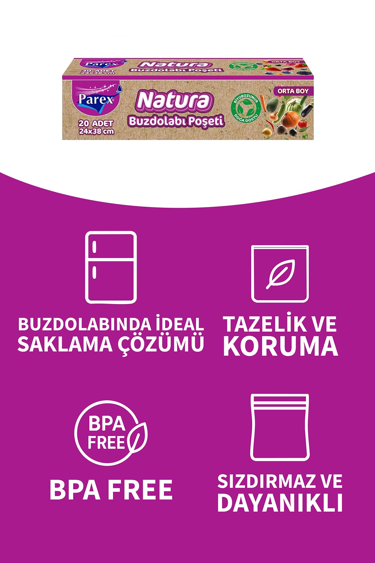 Parex Natura Buzdolabı Poşeti Orta Boy 20’Li