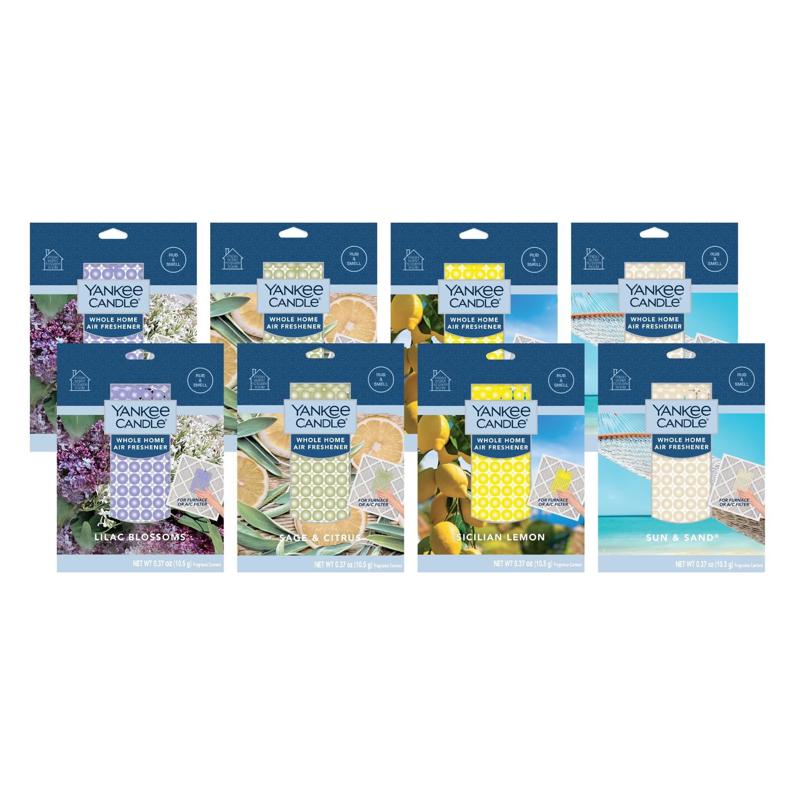 Yankee Candle Whole Home Air Freshener Variety Pack (Lilac Blossoms, Sage Citrus, Sun and Sand, &amp; Sicilian Lemon) (2ea / Pack of 8)
