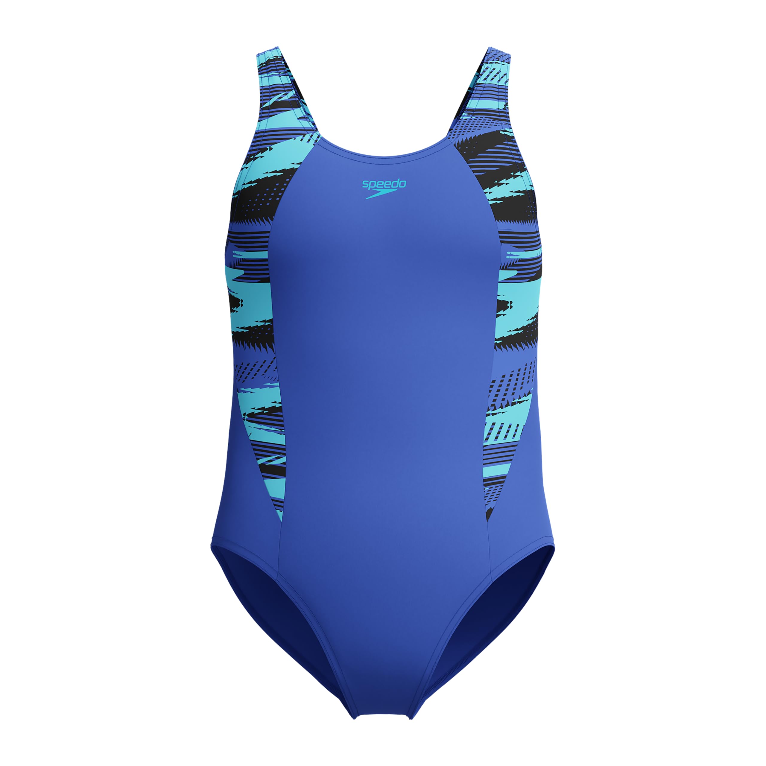 Speedo Girls Hyperboom Splice Muscleback Swimsuit | Swim Training |Chlorine Resistant | Quick Drying | Stretch Fabric | Comfort Fit Swimwear, Cobalt Pop, 5-6