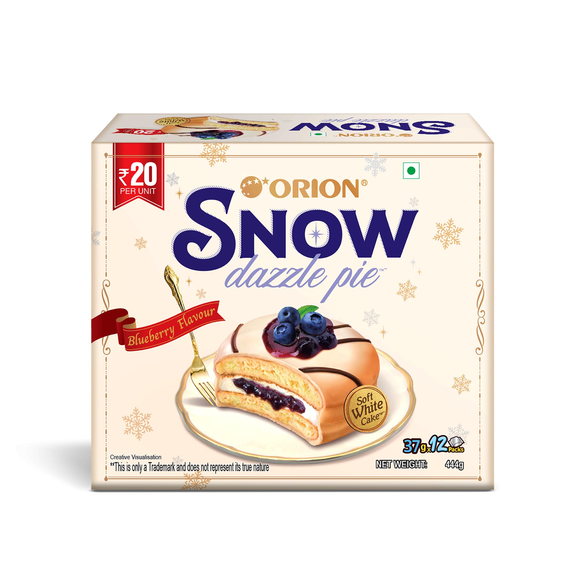 Orion Blueberry Snow Dazzle Pie - Soft White Cake 12 pcs
