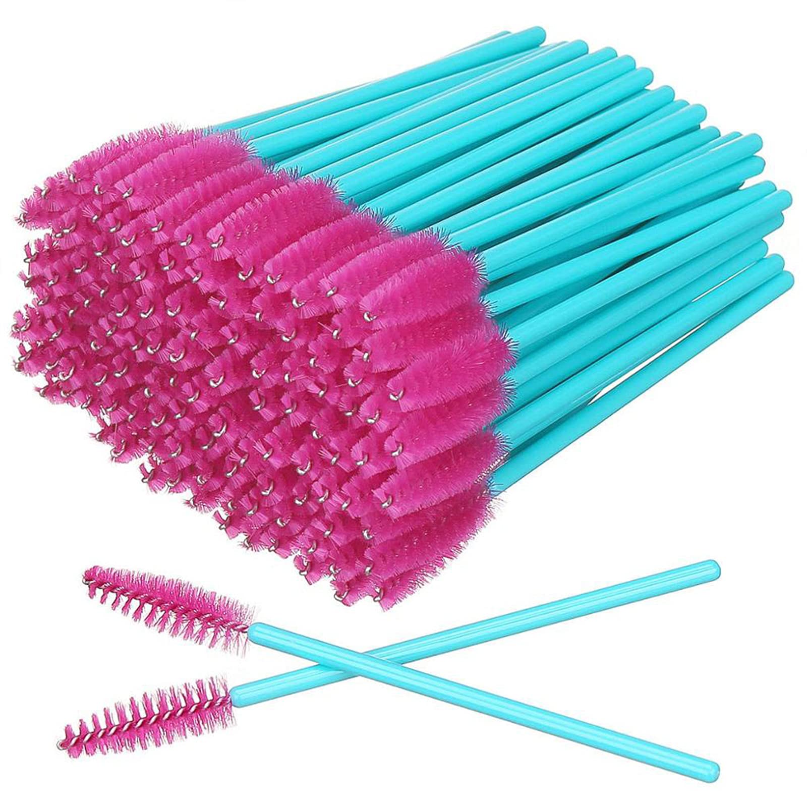 MyAoKuE-UP Blue/Rose-300Pcs: Mascara Wands, 300 Pack Disposable Lash Brushes For Eyelash Extensions Makeup Brush Bulk Tool Set, Blue/Rose