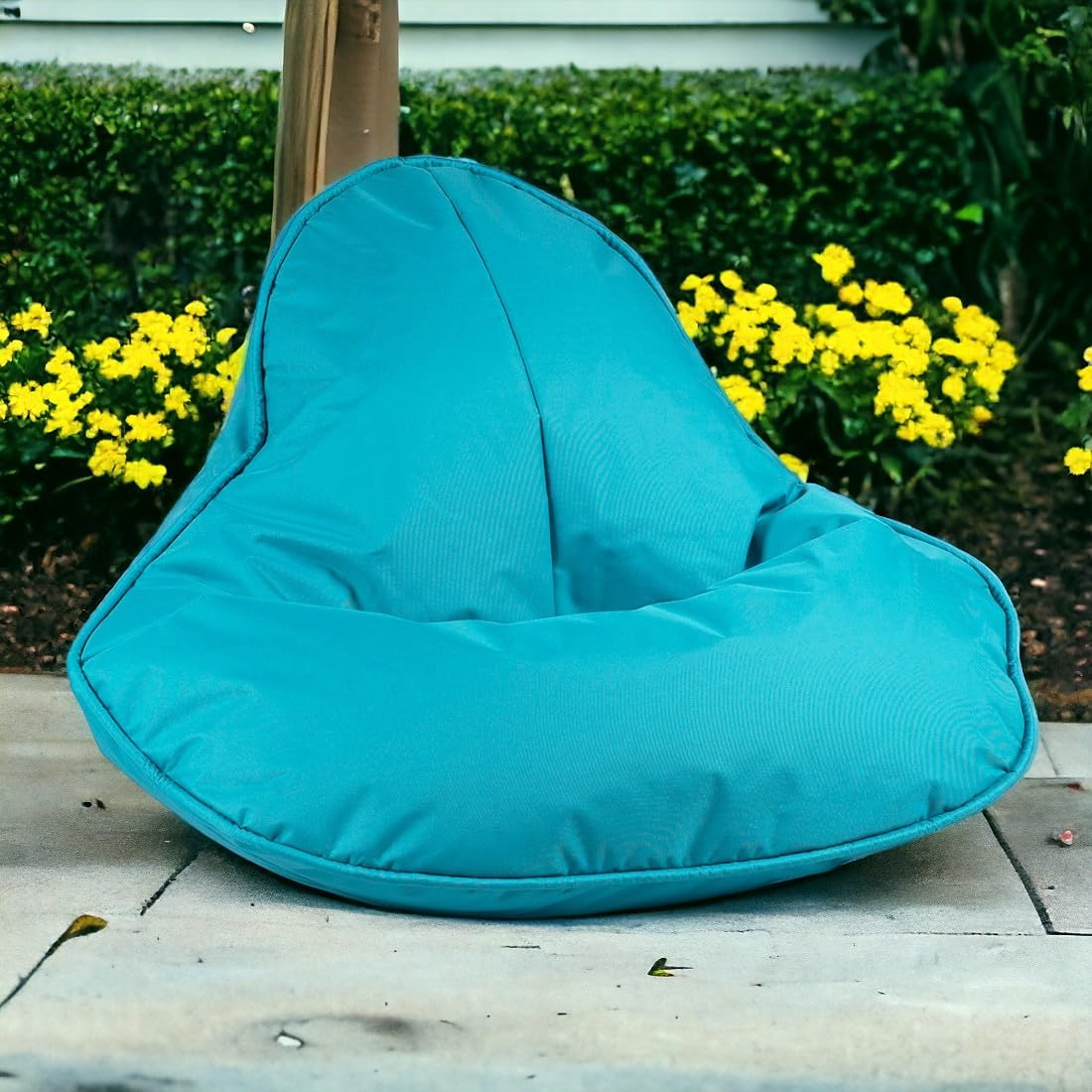 Ecopuf Frog - Pouf a pera, cuscino morbido per poltrona con imbottitura - Per la casa e l'esterno - Bambini e Adulti - Poliestere durevole e resistente alle macchie - 120x80 cm - Blu cielo Nc7