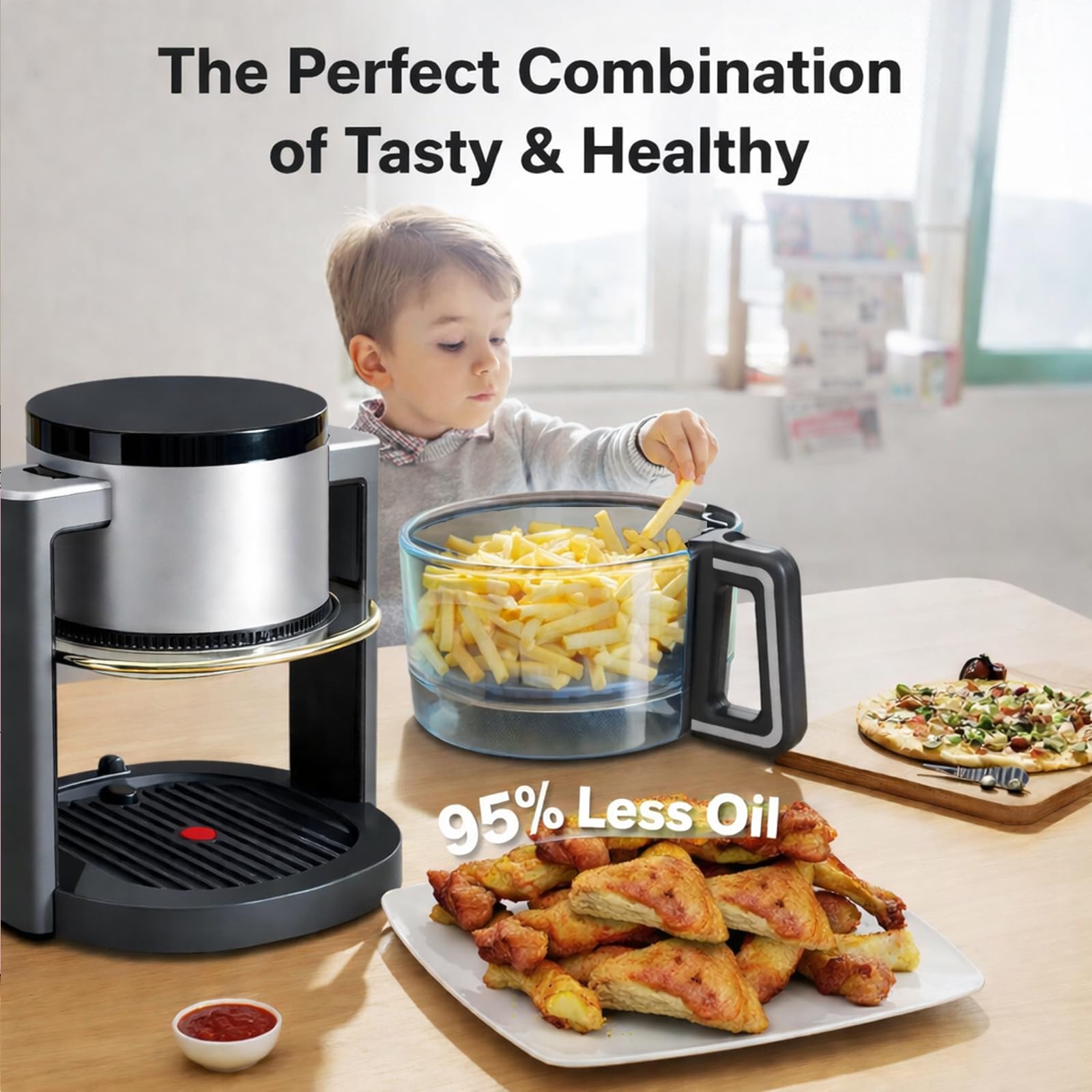 Amazon.com: Simple Deluxe 4.7 Qt Glass Air Fryer, Non-Toxic 10-in