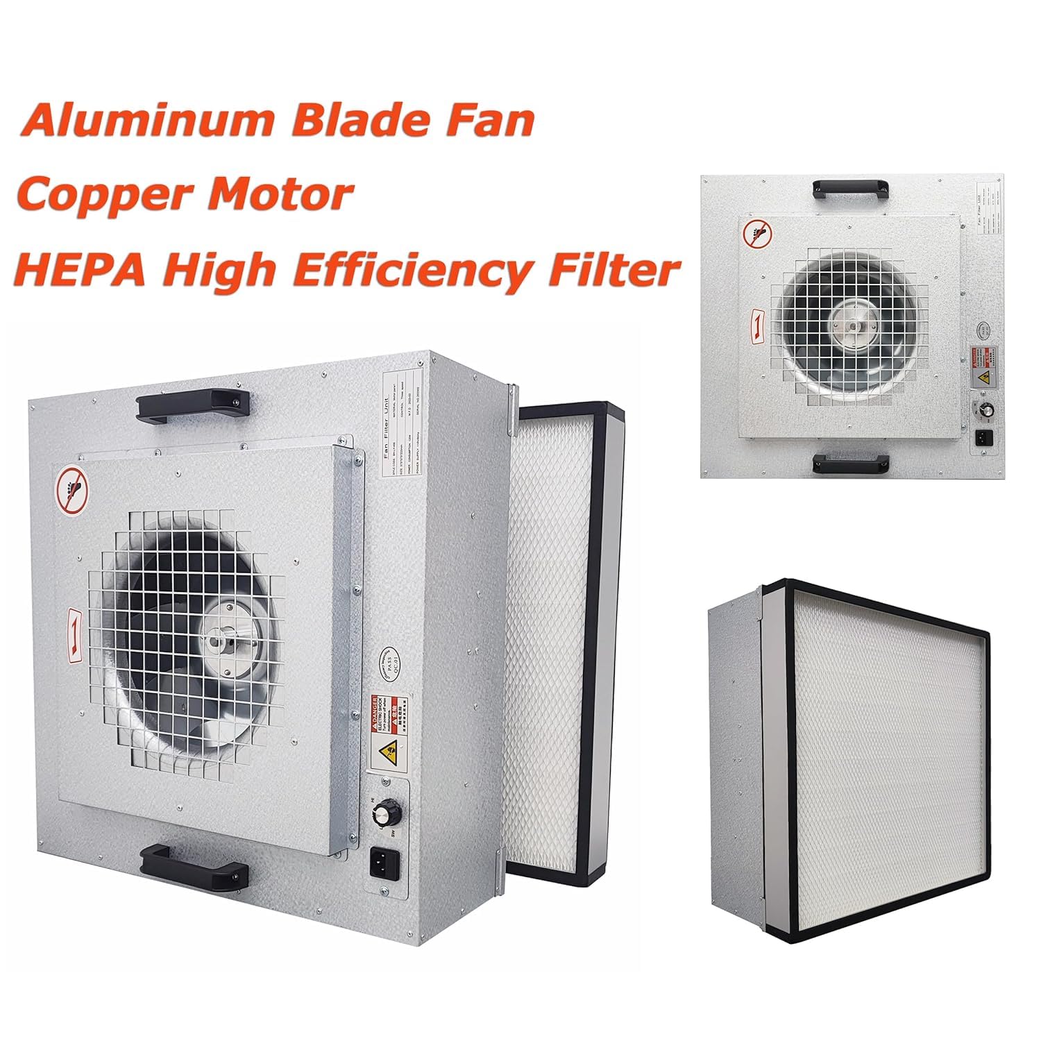 Fan Filter Unit Laminar-Flow-Hood Yzzwer - FFU HEPA Filters for Class 100/ISO 5 Cleanliness Clean Room Mycology and Mushroom Room Work 22.6" x 22.6" (HEPA Filter)