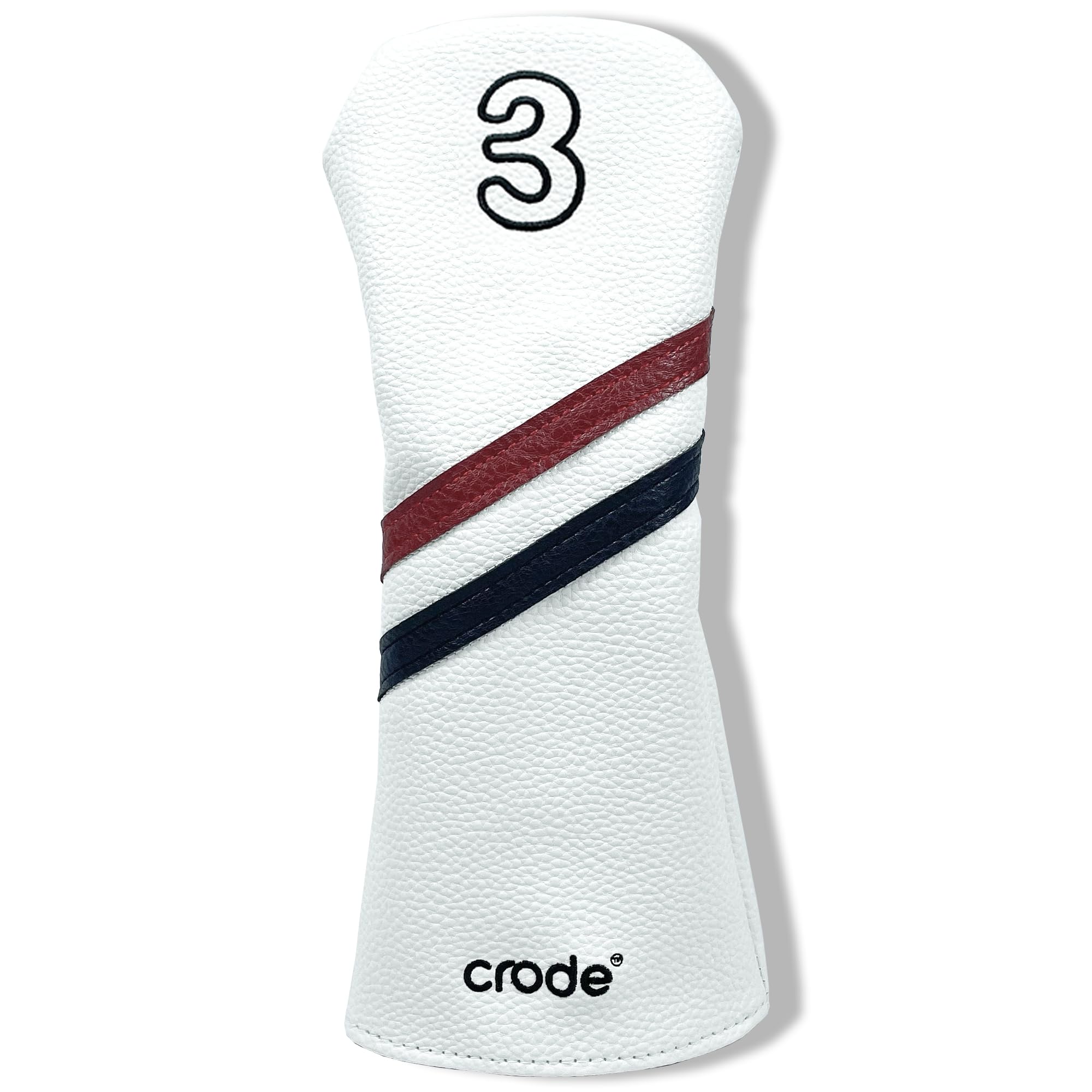 CRODE Golf Club Head Covers Premium Leather for Iron(9pcs/Set), Driver, Fairway Wood, Hybrid, Blade Putter, and Mallet Putter Cover Fit Most Brands (FairwayWood&Hybrid-3)
