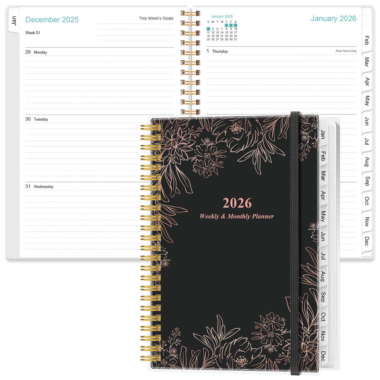 Snapklik.com : 2026 Planner - Weekly Monthly Planner Spiral Bound From ...