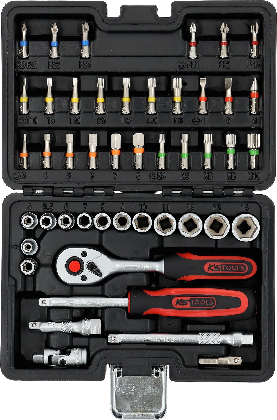 KS Tools 899.1000 Calendario dell'Avvento 2025 / Set di bit a torsione professionale con leva a cricco da 1/4'' e giravite da 1/4', 46 pezzi.
