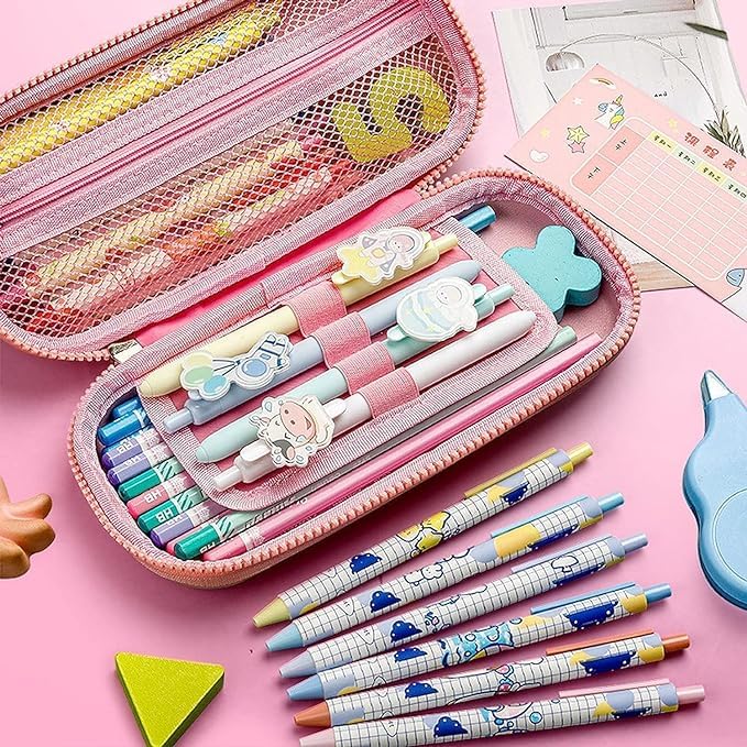 Image of Cartoon Theme Pencil Case - 3D EVA Pencil Pouch, Multipurpose Zipper Pencil Case for Kids, Pen and Pencil Bag for School Kids, Girls, Stationery Storage Box (Small Cat Pink)
