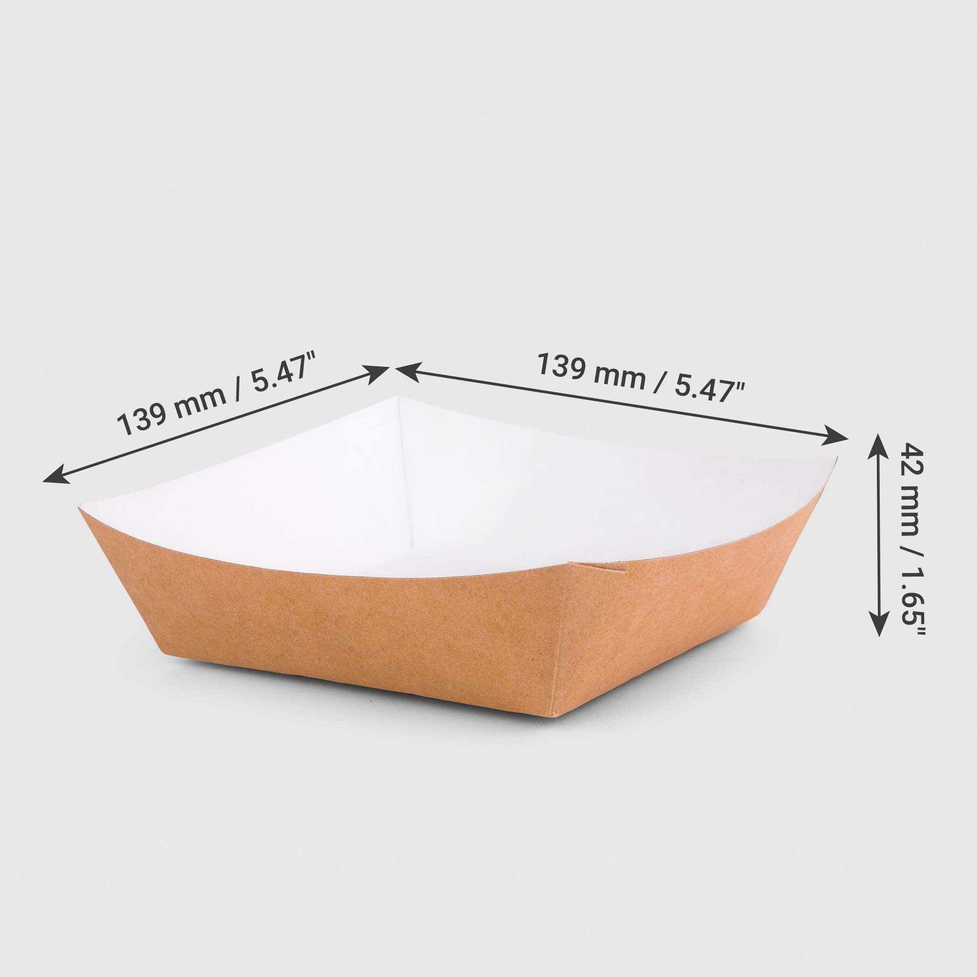 (Lot de 100 pcs) Plateau Kraft 550 ml Boîtes Ouvertes Récipient Alimentaire À Emporter Fast Food Plateaux Jetables Anti-Fuite Biodégradable Écologique Recyclable (100, 550 ml)