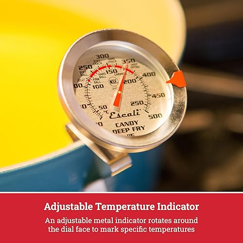 Miniatura 4 de Escali AHC1 Termómetro de acero inoxidable para freír y dulces con clip para olla, sonda de 5 pulgadas con zonas de temperatura de caramelo,