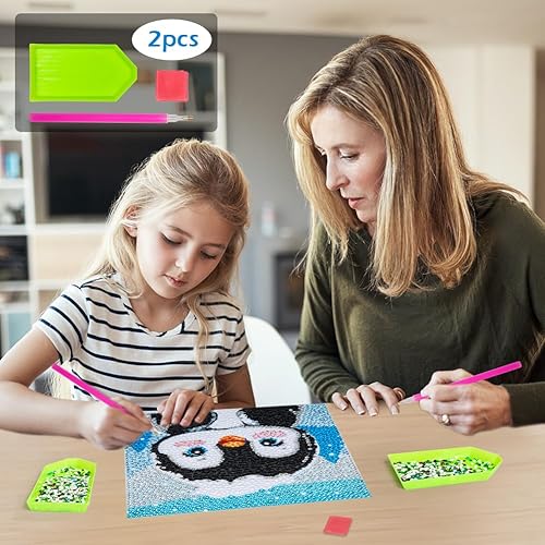 Miniatura 10 de QEUOYSS Kit de arte de diamantes con marco de madera, arte fácil de bricolaje para niños y adultos, edades de 6 a 8 años, 10 a 12 años, decoración