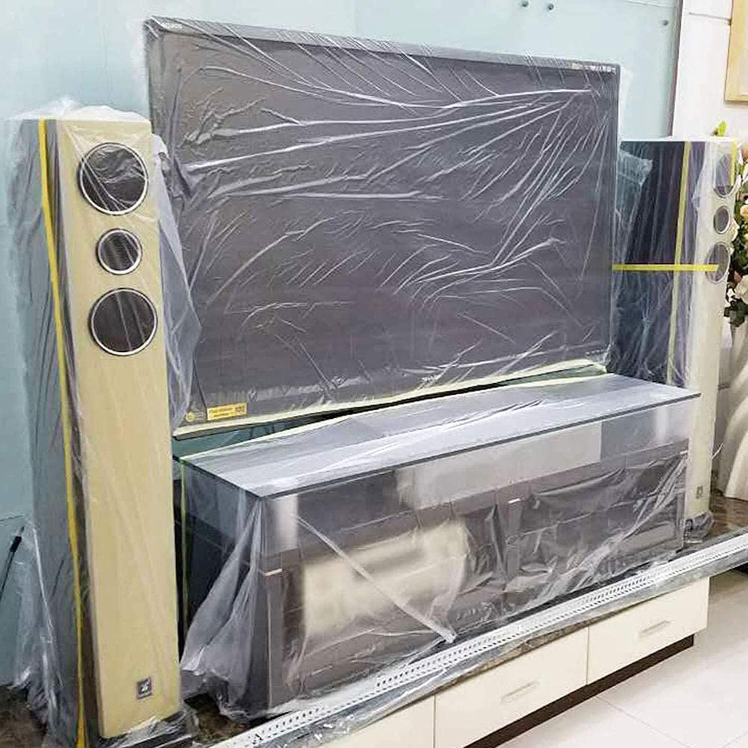 Nisorpa 6 Rollen abdeckfolie mit klebeband 270cm x 20m malerfolie für Putz- und Malerarbeiten,120m malerkrepp,324㎡,UV-Schutz