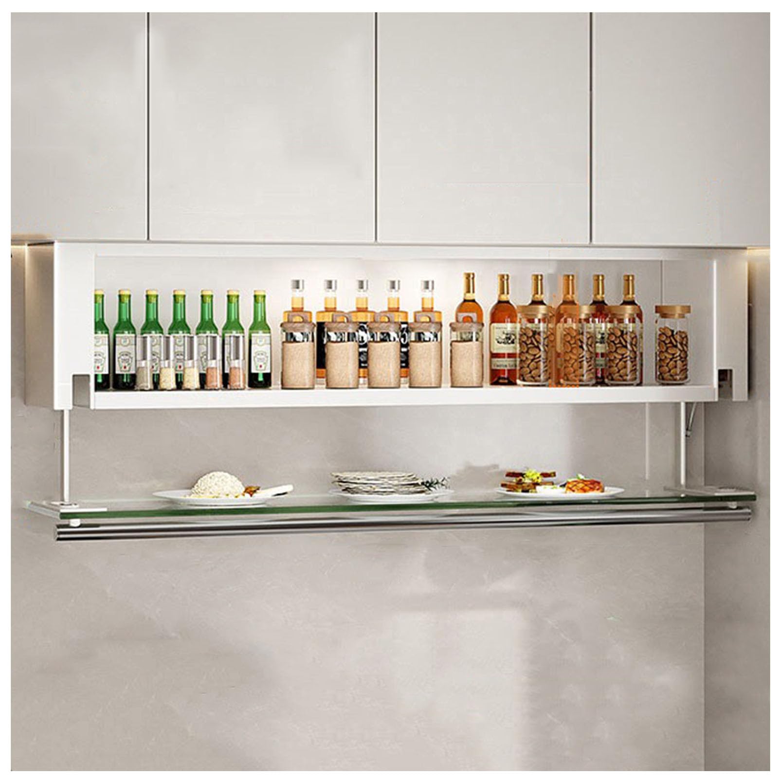 ZHONGXIN.HUIYIN Wall Mount Kitchen Storage Cabinet Floating Shelves, Floating Cabinet Spice Rack Utensil Storage Organizer, Sturdy Steel Medicine Cabinet