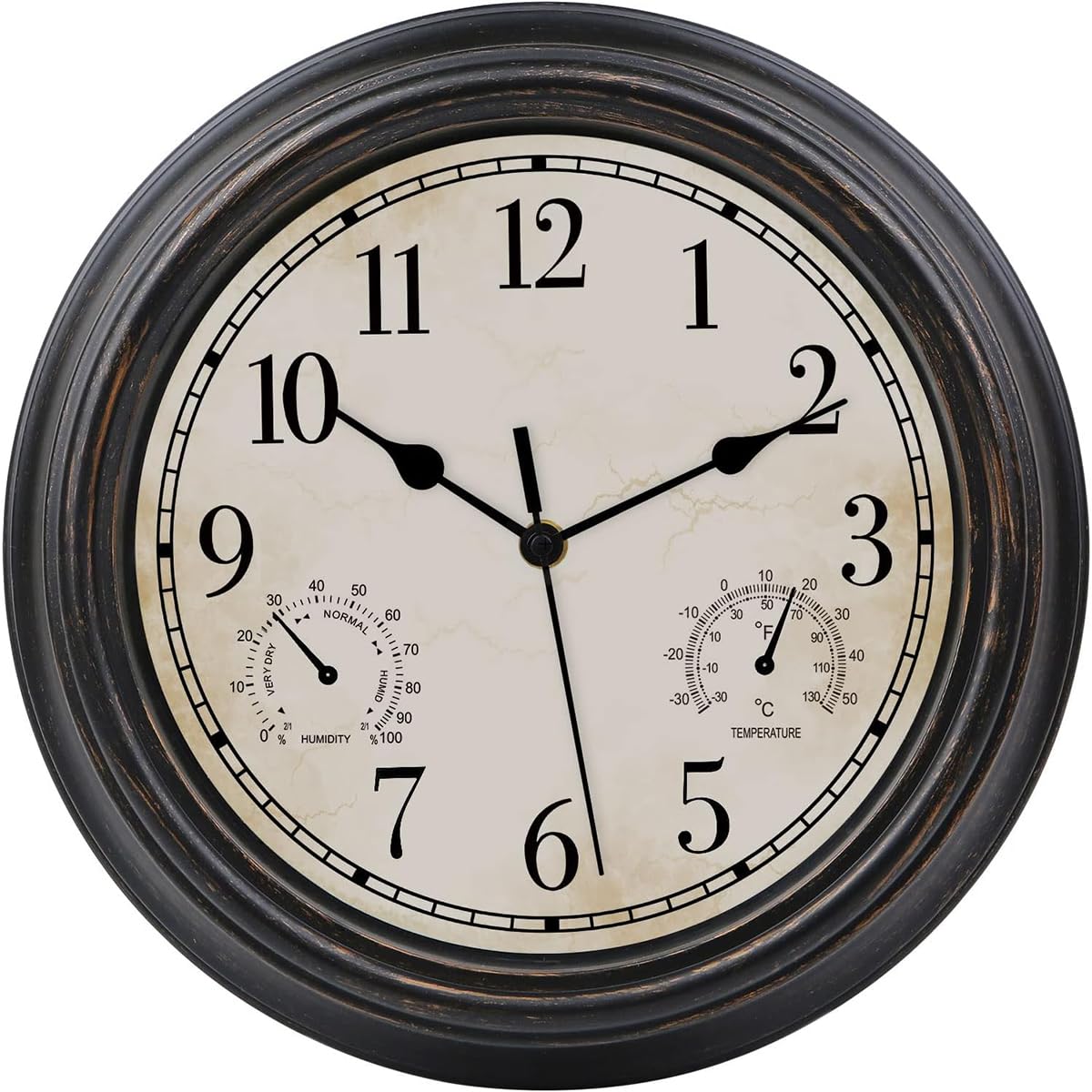 Amazon.co.jp: 防水時計 15インチ室内外壁掛け時計 温度計と湿度