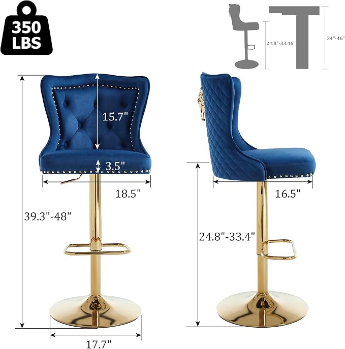 Set de 2 Butacos Mod. Moderno con Tapizado de Terciopelo Azul miniatura 2