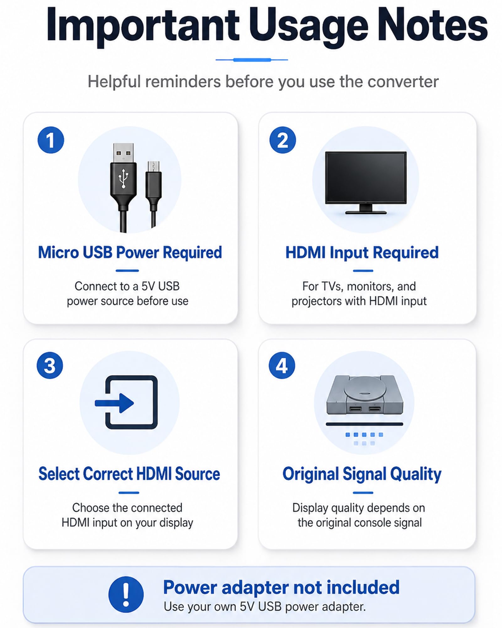 Konwerter PS na HDMI do PS1 / PS2, adapter HDMI oparty na S-Video do telewizorów HDMI, monitorów i projektorów, zawiera kable zasilające HDMI 1,5 m i micro USB