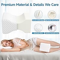 Vista 3 de Memory Foam Knee Pillow for Side Sleepers, Support Leg Pillow for Side Sleeping, Smooth Spine Alignment Pillow, Cushion for Hip, Back, Sciatica