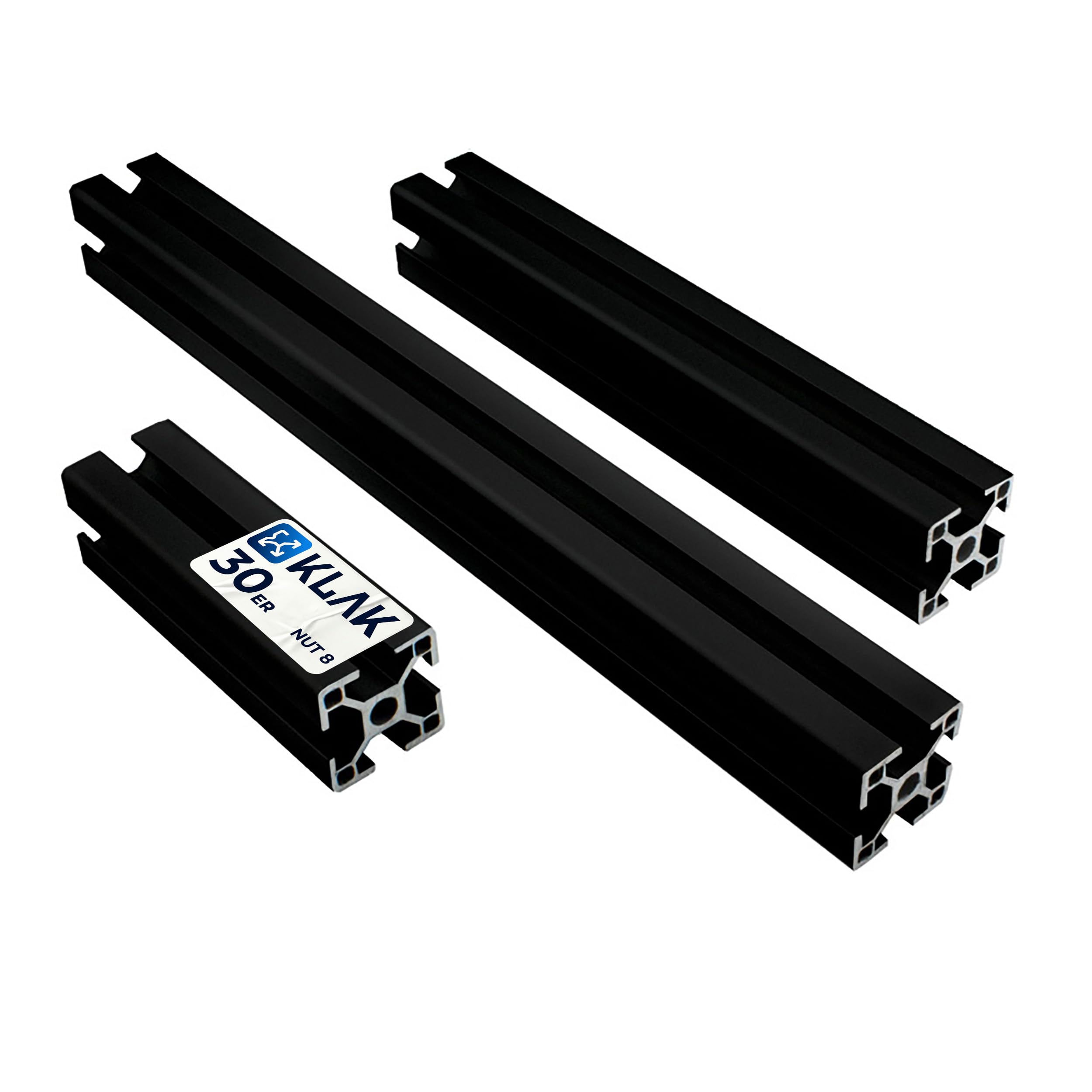 KLAK 30 - Aluprofil 30x30mm Nut 8 Aluminium Systemprofil Typ I schwarz 1200mm