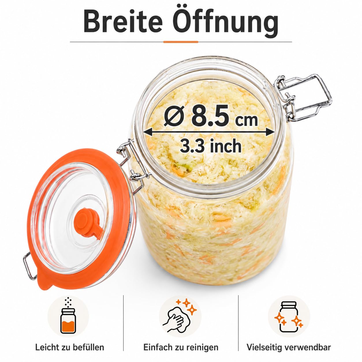 Fermentierglas 2 L Quadratisches Fermentierset mit Gewicht 2er-Pack